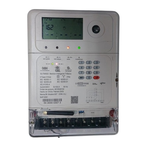 [MED-INT-CLO-3F-DIR-PLC] Medidor Trifásico con Conexión Directa  y Comunicación PLC 